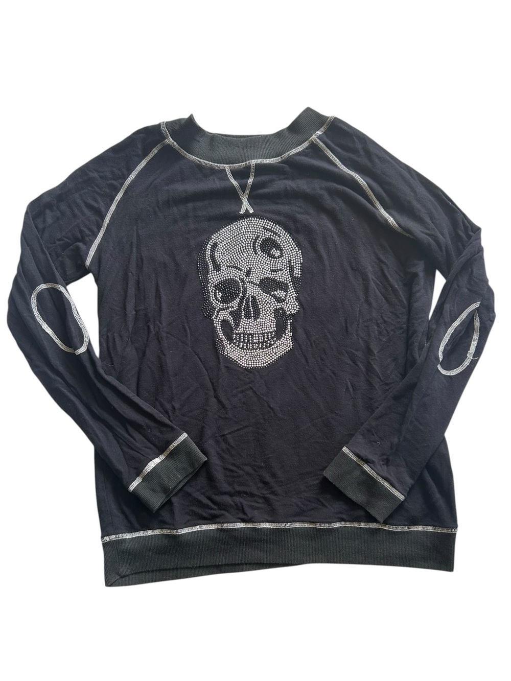 Kings of Cole Rhinestone Skull Size L Crewneck Pullover Goth Edgy Luxury Lounge